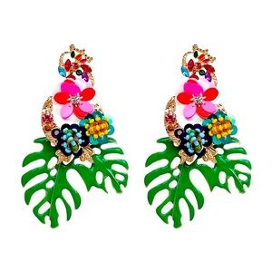 CARIBBEAN PALM LEAF EARRINGS
